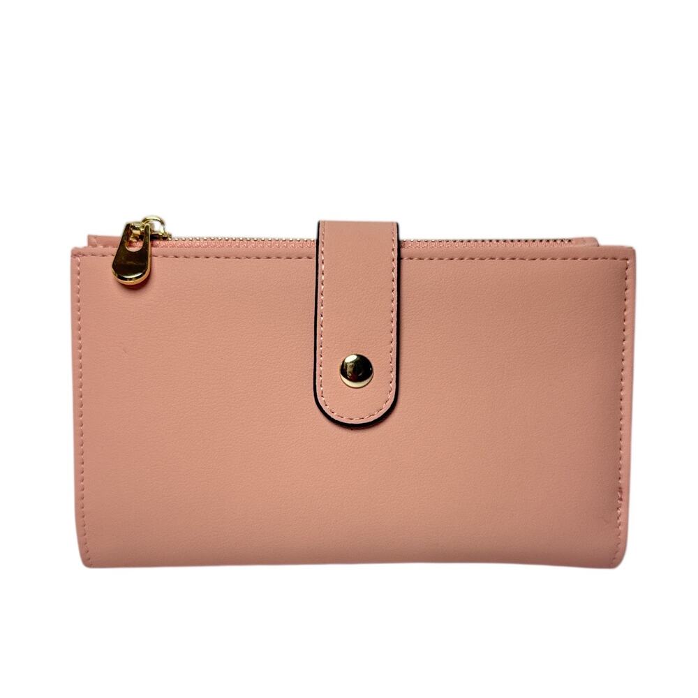 Blush Pink Bi-Fold Wallet with Zip Coin Pocket & Card Organizer NEW